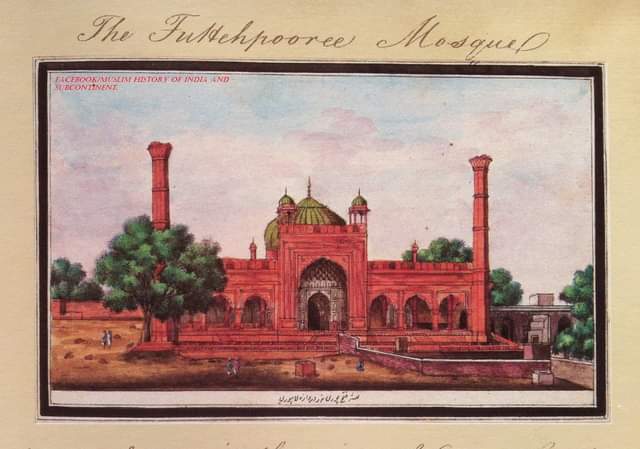 An old painting of Fatehpuri mosque from the book, The Golden Calm.
