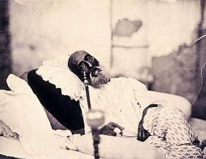 Below is, considered to be the only photograph of Bahadur Shah Zafar taken in 1858, waited for the infamous trial. The photograph is from The Collection of Thomas George Glover-Bengal Engineers.
