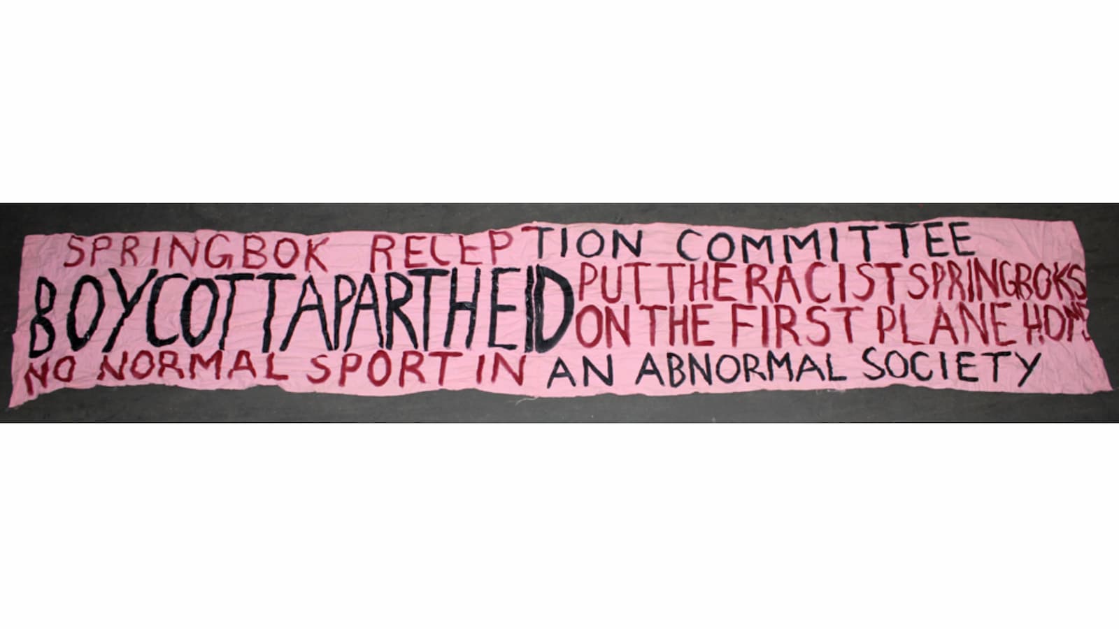 Springbok Reception Committee's Banner Against Apartheid in Sports